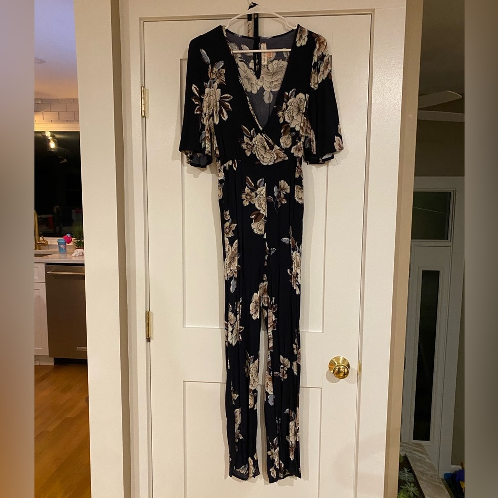 Blue short sleeve jumpsuit
